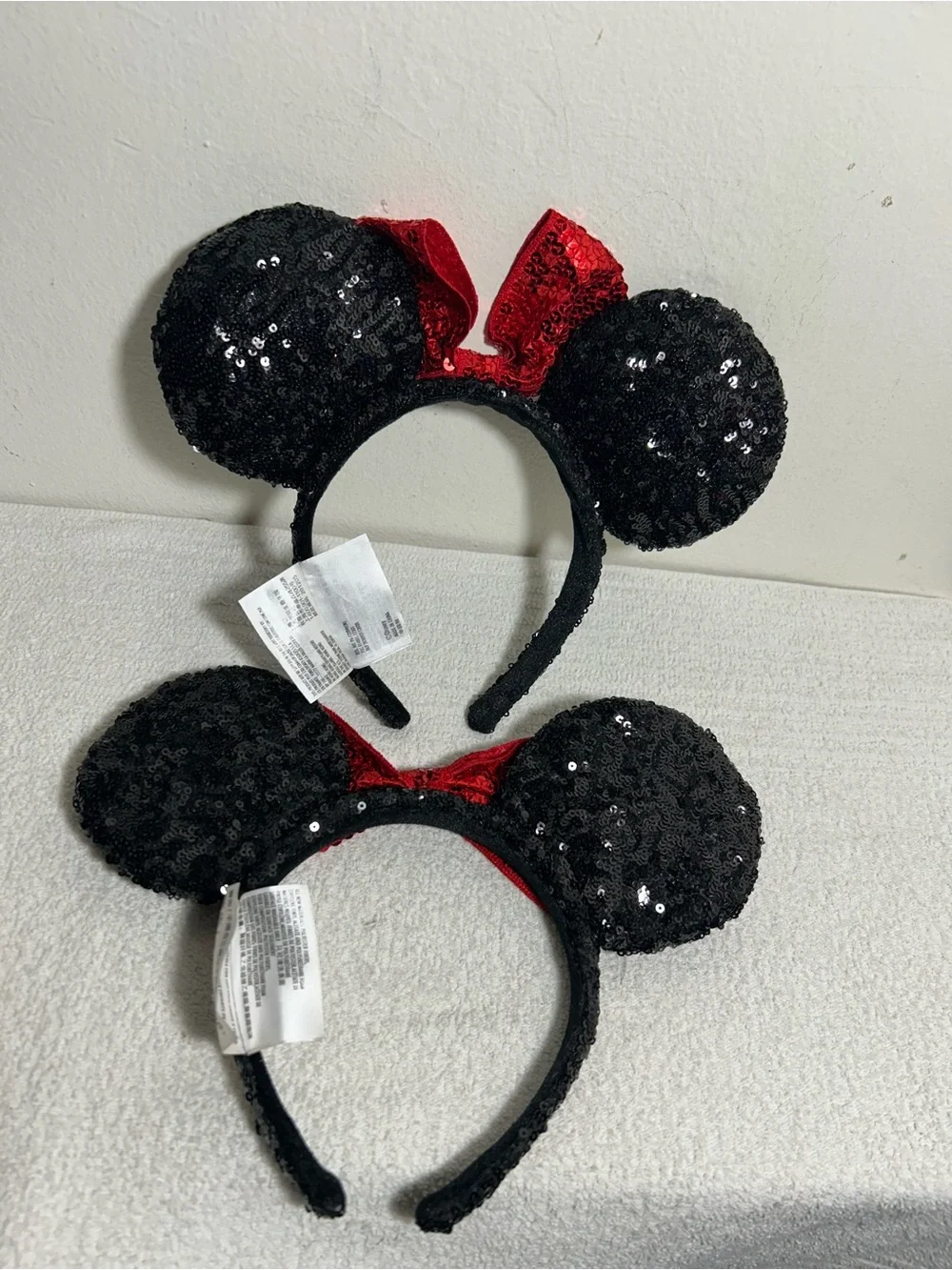 Kids Disney Sequin Minnie-Style Headband with Red Bow - Black
